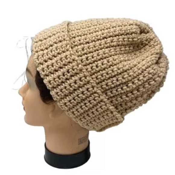 Unisex Adult Homemade Crochet Hat Beanie/Cap Tan or Gray - Picture 2 of 5